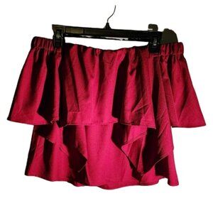 EUC Off the Shoulder Crop blouse Deep Red/Burgundy color